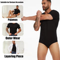 Mens Round Neck Shapewear Short Sleeve Bodysuit Press Button Crotch Underwear Tummy Control Jumpsuit High Stretch Fitness