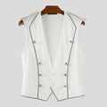 INCERUN Men Vests Patchwork Shiny V Neck Sleeveless Button Casual Male Waistcoats Streetwear 2025 Fashion Leisure Vests S-5XL