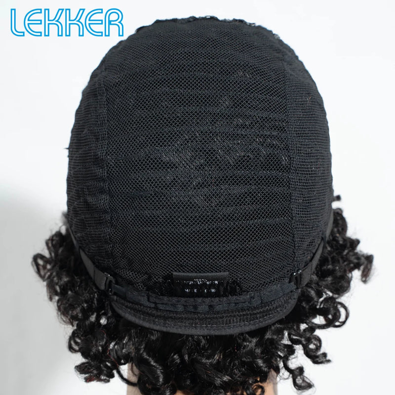 Lekker Black Short Pixie Cut Curly Bob 100% Human Hair Wigs For Women Brazilian Remy Hair Full Machine Made Glueless Daily Wigs