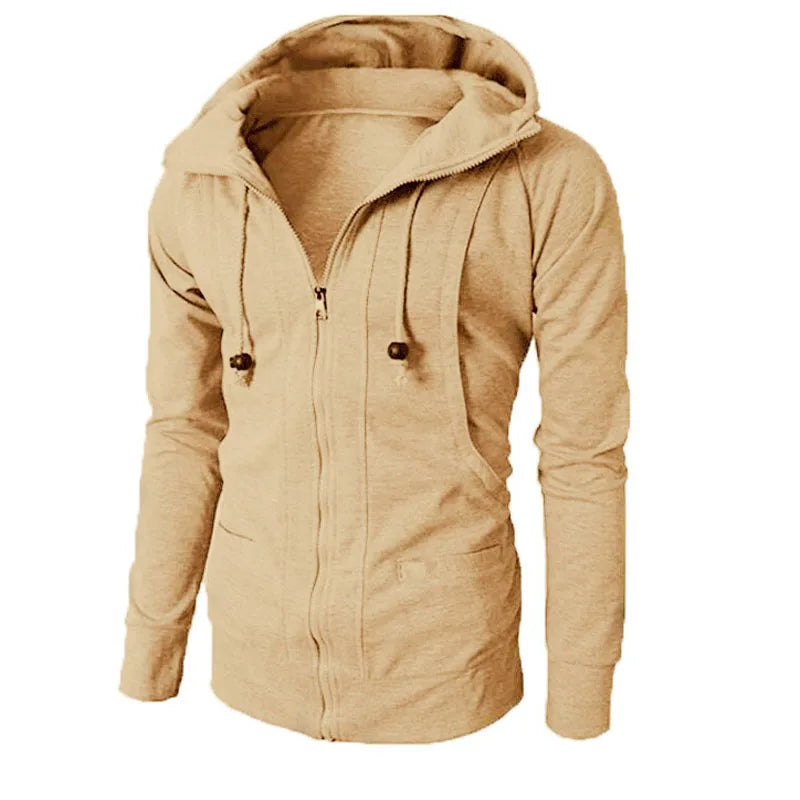 2025 Men Hoodies Sports Jacket Zipper Fitness Hooded Men's Sweatshirt Casual Male Solid Color Spring Outerwear Clothing MY042
