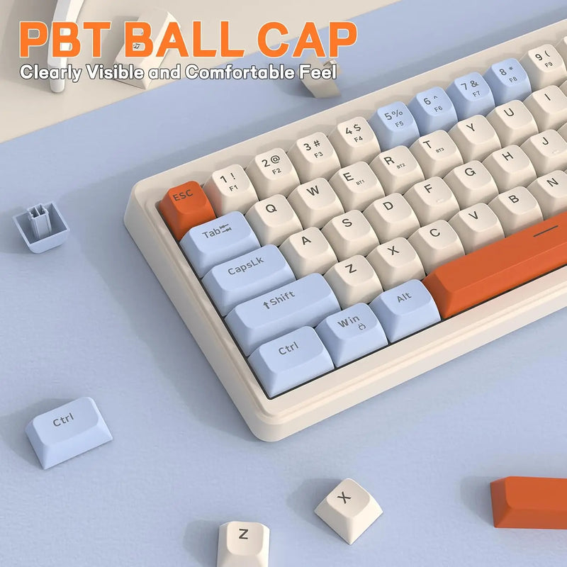 M68 65% Wireless Gaming Keyboard,Tri-Mode Silent Membrane Keyboard,PBT Keycaps,2000mAh 67 Keys Rainbow LED Backlit for Win/Mac