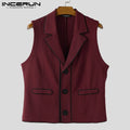 INCERUN Men Vests Patchwork Lapel Sleeveless Button Casual Male Waistcoats Color-block Streetwear 2025 Fashion Vests Men S-5XL