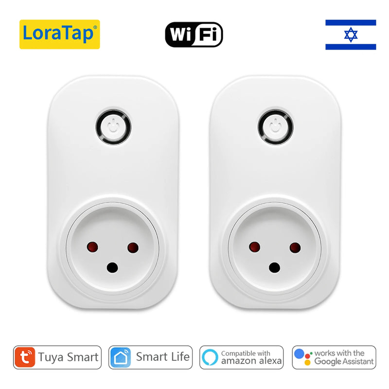 LoraTap Wifi Socket Israel Plug Outlet 16A Energy Consumption Monitoring Tuya Smart Life App Remote Control Home Assistant Alexa