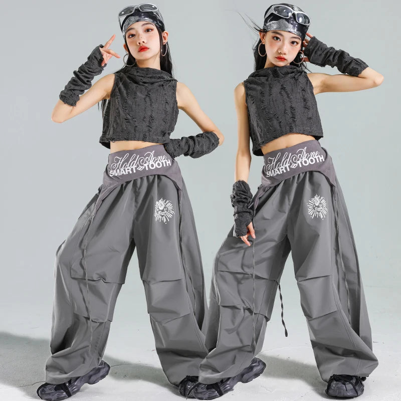 Korean Fashion Kids Hiphop Dance Clothes Set Hooded | SAMAG