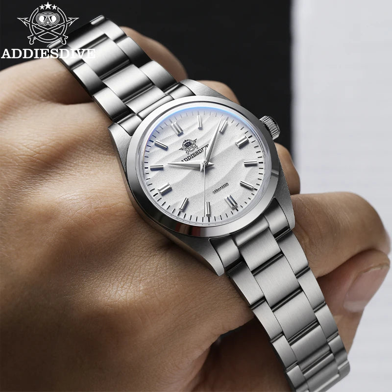 ADDIESDIVE 2026 Men's Quartz Watches Bubble Mirror Glass 100M Waterproof New 316L Stainless Steel Luxury Business Dress Watches