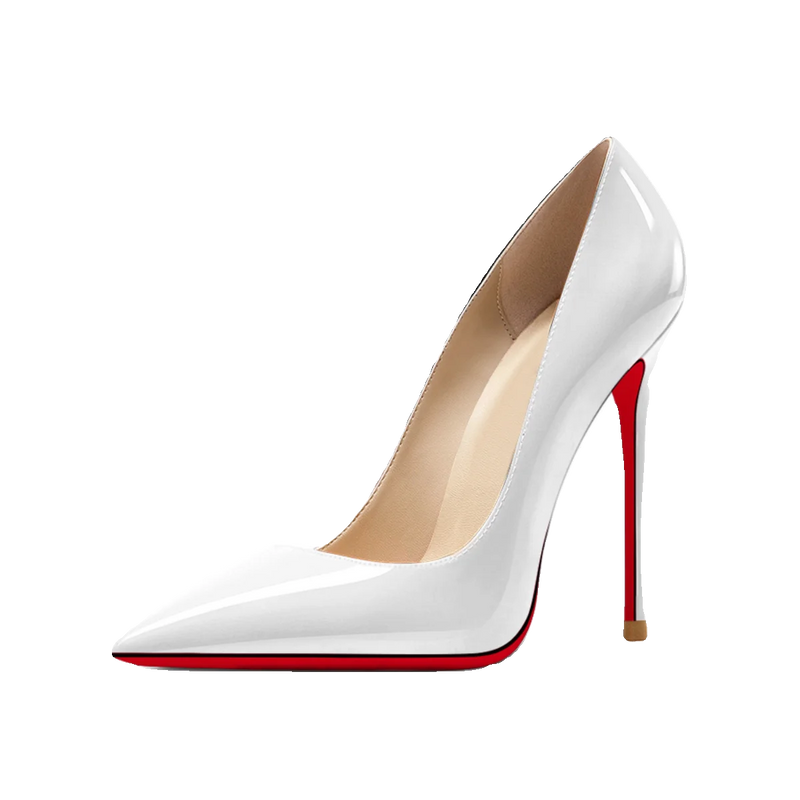 New Black High Heels for Women with Slim Heels, Pointed and sexy Professional White Plus Size Single Shoes