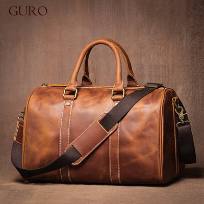 GURO Retro Higher Quality Cowhide Travel Bags Men's | SAMAG