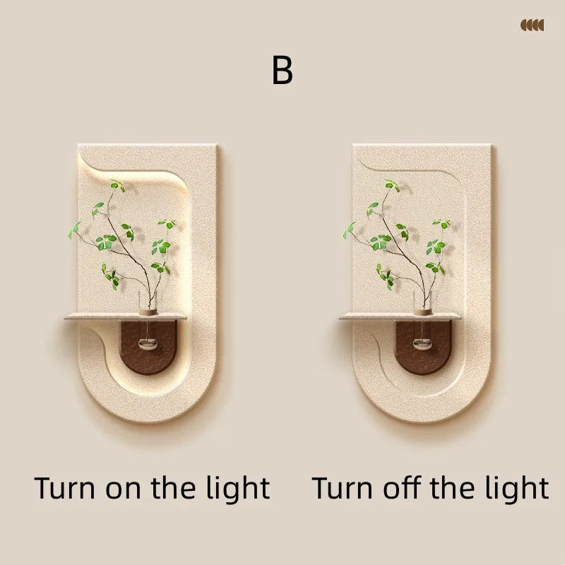 Entrance Decoration Porch Green Plant Ornaments Entrance Corridor LED Wall Lamp Painting High-End Living Room Mural Lamp