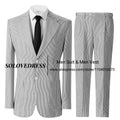 Men's Seersucker Striped Suits 2 Piece Slim Fit Summer Casual Pinstripe Suit for Men Wedding Grooms Blazer Jacket Pants Sets