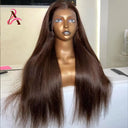 Dark Brown Lace Front Human Hair Wigs Bone Straight HD | SAMAG