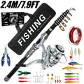 Telescopic Fishing Rod Spinning Reel Combo Full Set Portable Carry Bag Simulation Lures Hooks Line Plier For Saltwater Freshwate