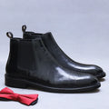 Genuine Leather Embossed Ankle Boots for Men Letter Business Formal Leather Boots Men's Chelsea Boots British Trendy Men's Boots