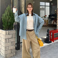 Korean Fashion Blue Plaid Blouse Women Single Breasted - View 2 | SAMAG