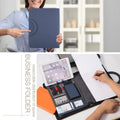 A4 Leather Portfolio Padfolio Refillable 4-Ring Binder with Zipper,Professional Business Document Organizer for Man Women with M