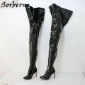 Sorbern 80Cm Crotch /100Cm Shaft Length Boots Women High Heel Wine Red Black Matte Shoes Round Toe Custom Crossdresser Boot