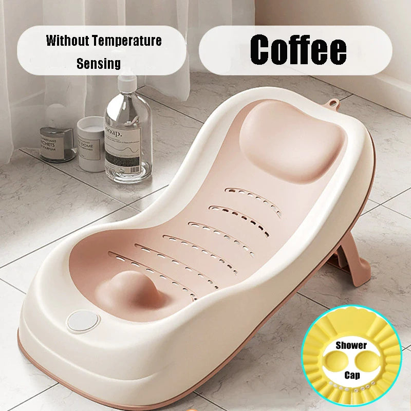 Foldable Baby Bath Support Newborn Bathtub With Sensing Temperature Non-Slip Infrant Shower Bed With Support Bracket