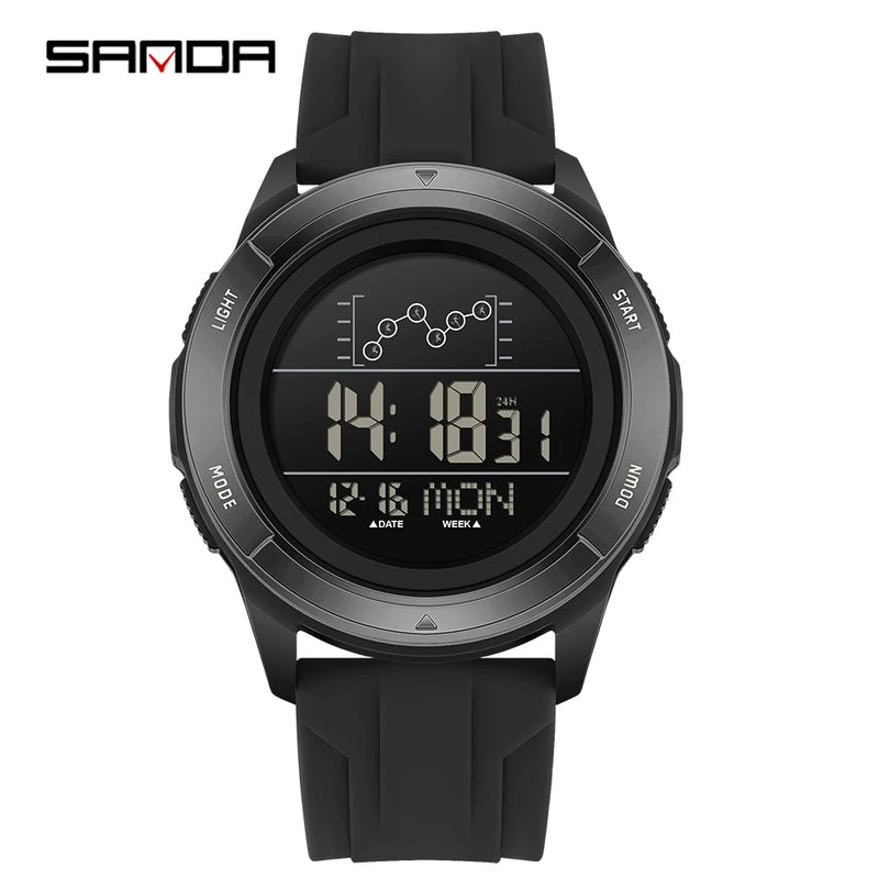 SANDA 2198 Timing Men's Electronic Watch Outdoor Climbing Sports Waterproof LED Large Dial Alarm Clock - Visuel 9 | SAMAG