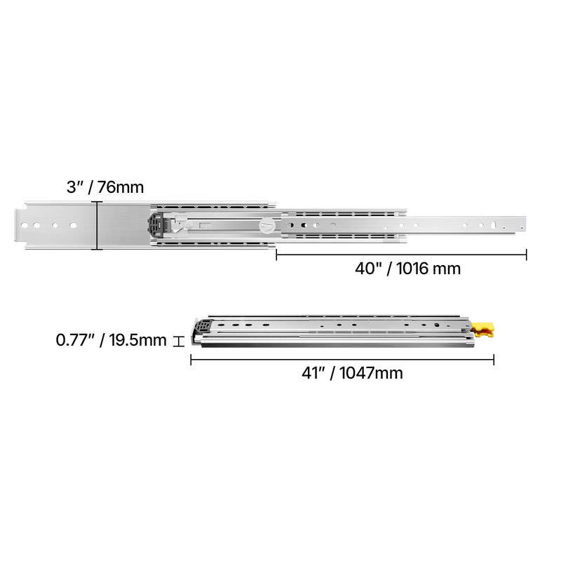 SucceBuy 1 Pair Full Extension Drawer Slides 500lbs Load | SAMAG