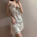 Sexy Lace V Neck Lingerie Dresses Women Night Dress Satin | SAMAG