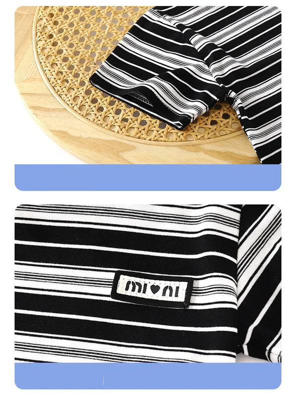 Striped Casual Sports Short Sleeve Two Piece Set Clothing | SAMAG