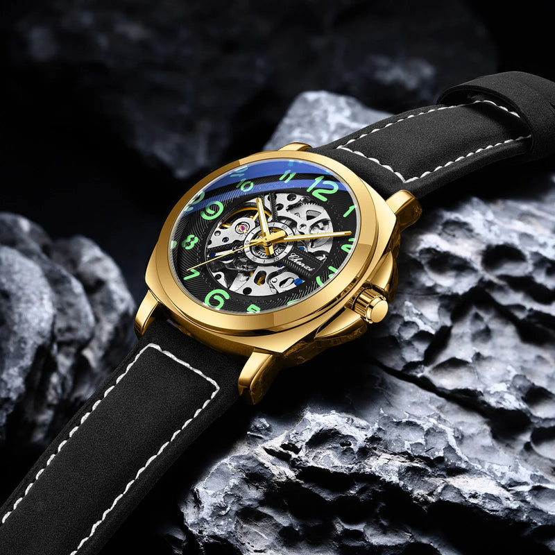 CHENXI Original Skeleton Mechanical Man Watches Luxury Men's Automatic Watch	Leather Strap Fashion Business Wristwatch Gift