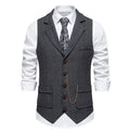 Men's Suit Vest Fashion Turn-Down Collar Pockets Suit Vests England Style Smart Casual Vintage Gentleman Leisure Party Waistcoat
