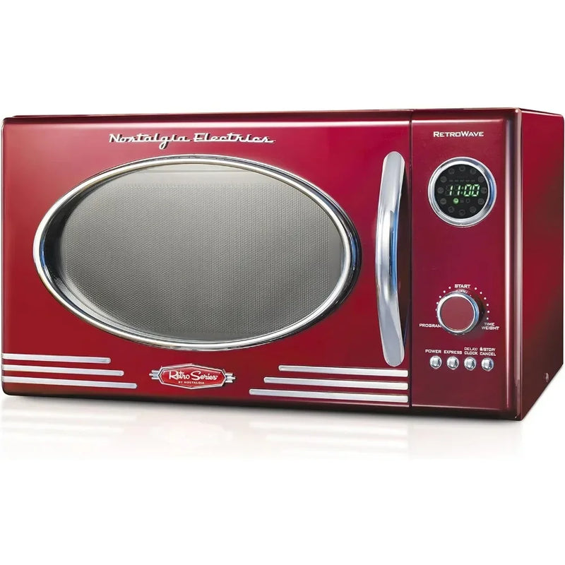 2026 hot sale l L Retro Countertop Microwave Oven, 800-Watt, 0.9 Cu Ft - 12 Pre-Programmed Cooking Settings - Digital Clock, Kit