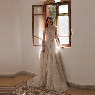 Simple Wedding Dresses A Line Woman's Sexy Lace Shiny | SAMAG