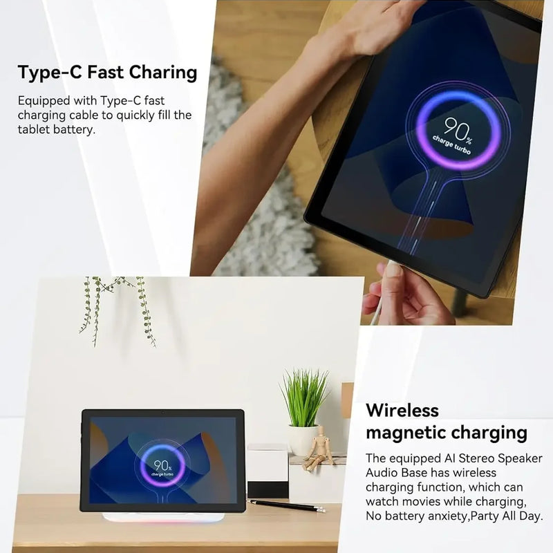 Android 15 Tablet with Charging Speaker Dock Tablets Otca-Core CPU 24GB RAM 64GB ROM 1TB Expansion WiFi 6 BT5.3 Google PC PAD