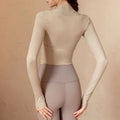Women's Elegant Long Sleeve Yoga Shawl Sports Top with Chest Cushion Short Elegant Yoga Top Small Camback Pura Speed Dry Autumn