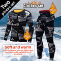 2-piece Autumn/Winter Men's Velvet and Velvet Fashion Printed Warm Underwear Set Comfortable Large Gold Velvet Warm Home Clothes