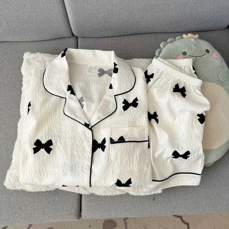 2 Summer Short-Sleeve Pajama Set for Women, Comfortable | SAMAG