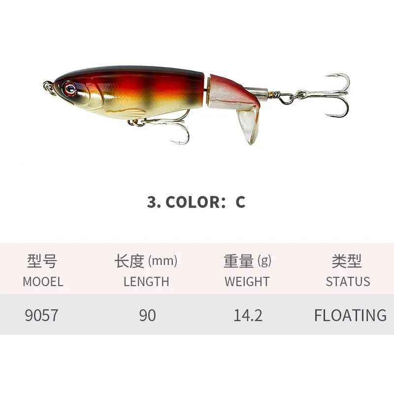 90mm 14g Rotating Tail Fishing Lures Flexible Whopper | SAMAG