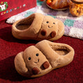 Cute Cartoon Fluffy Slippers For Women Men Winter House Shoes Furry Croissant Bread Style Anti-slip Couples Home Cotton Slides