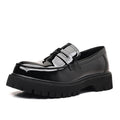 Black Platform Loafers Slip On Chunky Sole Casual Dress Shoes Comfortable Fashion Footwear For All Match For Daily Wear Office