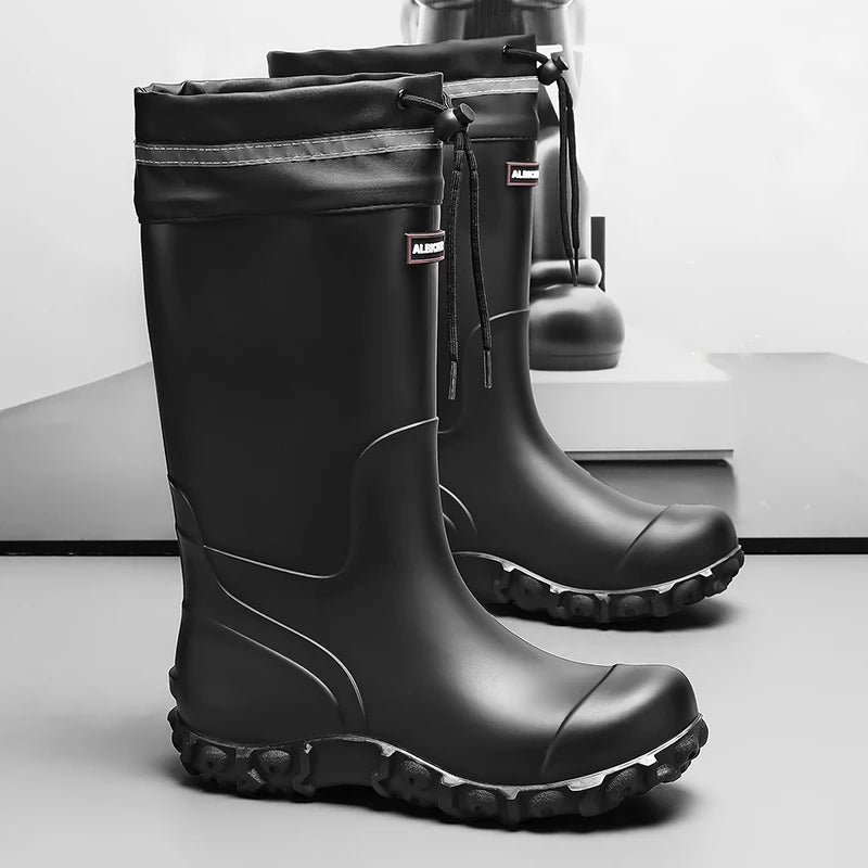 Men's Mid-Calf Rain Boots 2026 New Style Fishing Car Wash Waterproof Work Safety Kitchen Water Shoes Anti-Slip Rubber Shoes