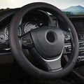 38cm Steering Wheel Cover PU Leather Anti Slip Steer Wheel Protector Breathable Fiber Braid Universal Steering Cover
