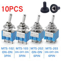 10PCS MTS-102 103 202 203 3Pins 6 Pins Mini Toggle Switch For Switching Lamp Light ON-OFF-ON /ON-ON Switch 6A 125VAC