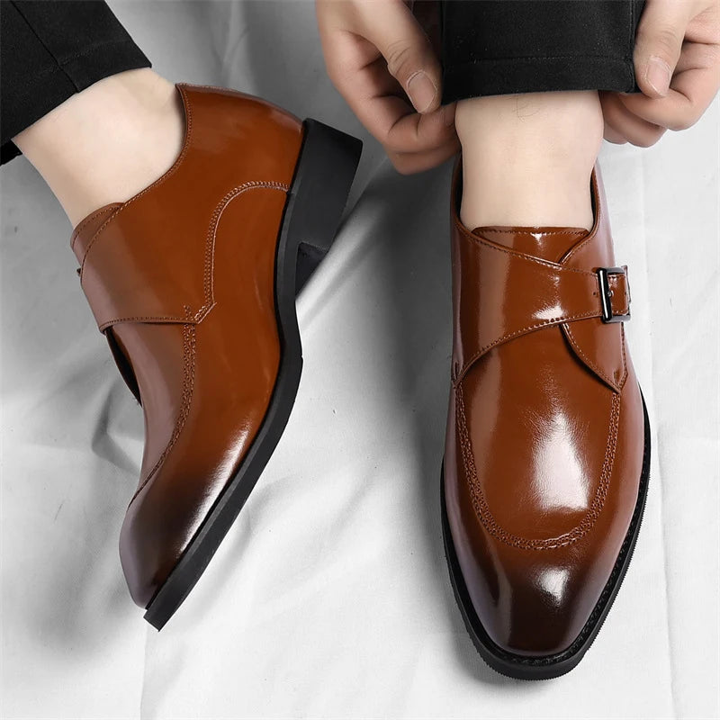 Men's business plus size formal leather shoes, fashionable office casual shoes, comfortable and breathable dress shoes