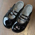 Women's Patent Leather Mary Jane Mules Buckle Bow Decor Slip on Flat Shoes Plaid Lining Casual Half Slippers Fashion Footwear