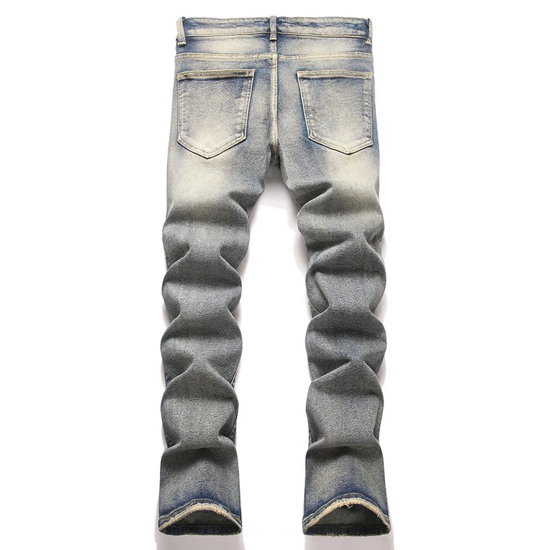 Men's Vintage Bootcut Denim Jeans Streetwear Embossed | SAMAG