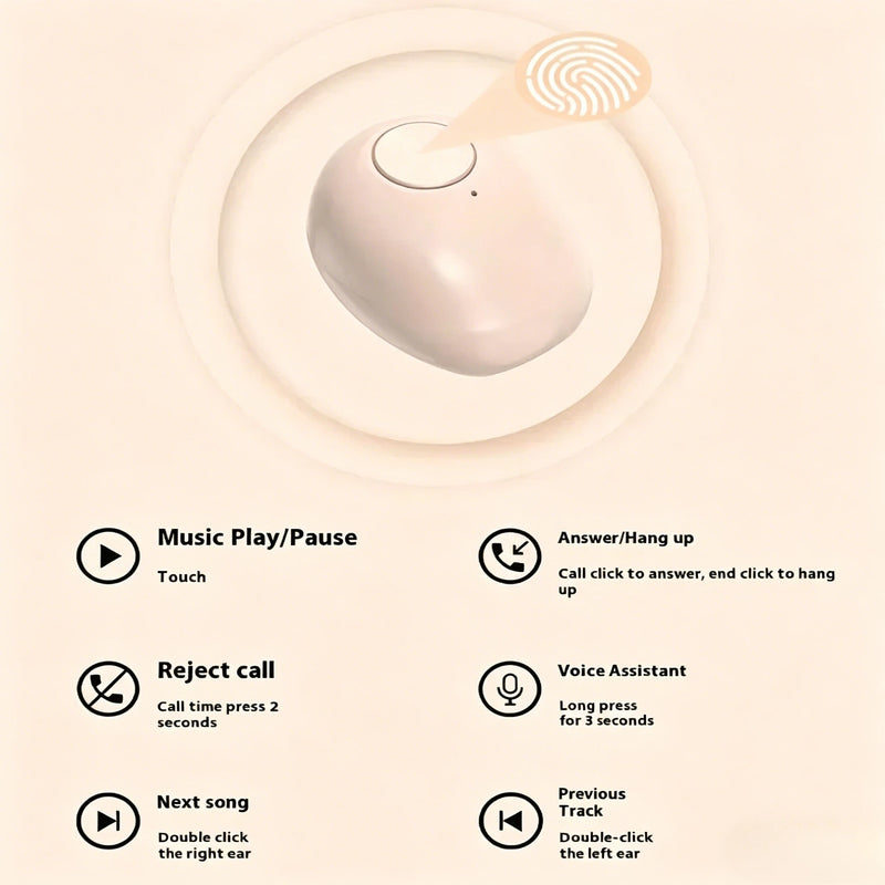 Mini Wireless Earphones Bluetooth 5.4 Headphones with Great Endurance Earbuds With Mic Lightweight for Sleepy Music Video
