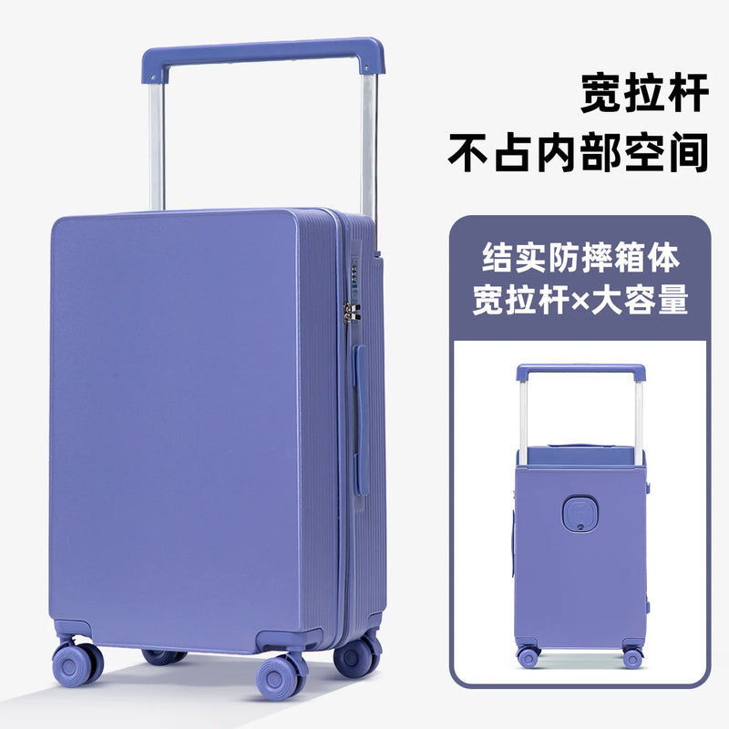 Wide Handle PC Luggage, 20/24 Inch Large Capacity Carry-On Travel Suitcase with Combination Lock