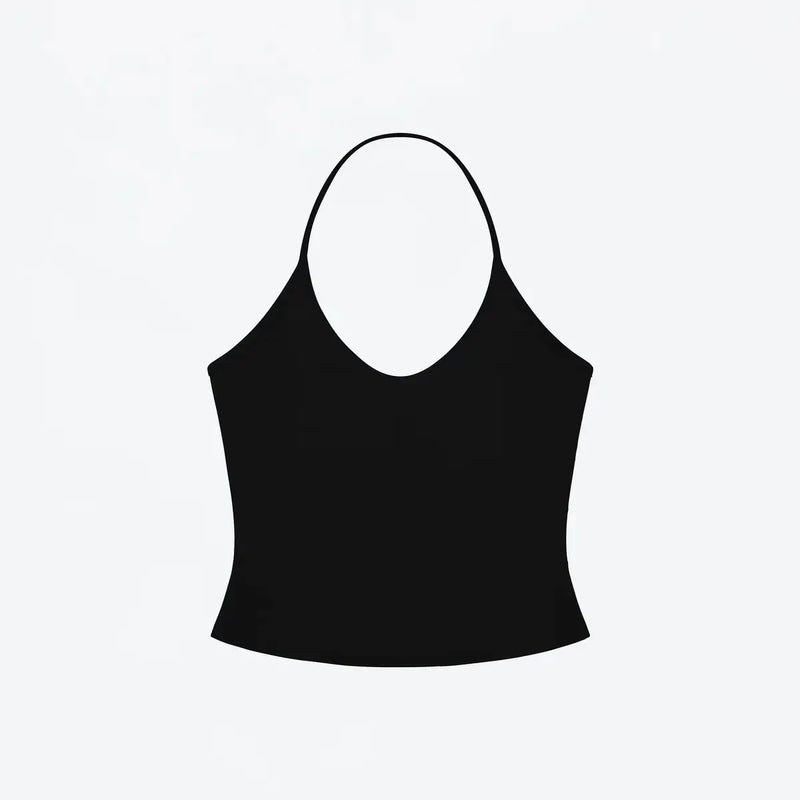 ANK Air Summer Top with Solid Color, Black and White Powder, Wide Shoulder Strap, I-Shaped Tank Top, Women's Sports, Daily Wear