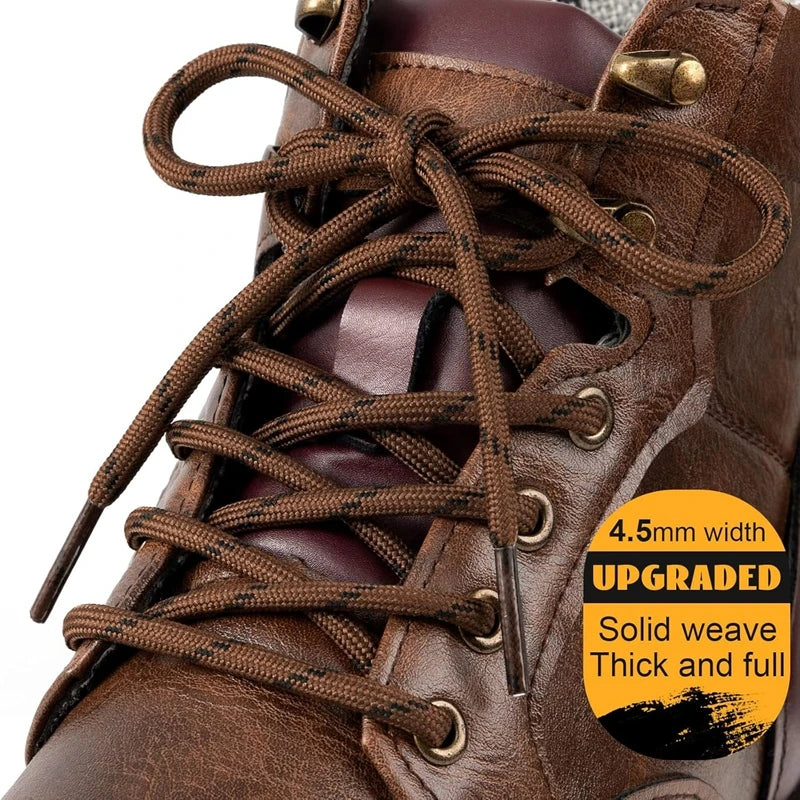 2 Pairs Work Boots Shoe Laces Diameter 4.5mm Heavy Duty Hiking Shoelaces for Men Women Round German Training Shoelace