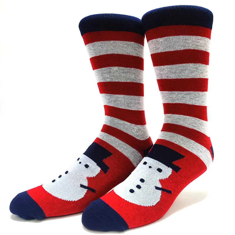 2025 New Men Christmas Socks New Year Funny Snowflake Beer Santa Claus Elk Snow Cotton Happy Socks Men Cartoon Women Sokken