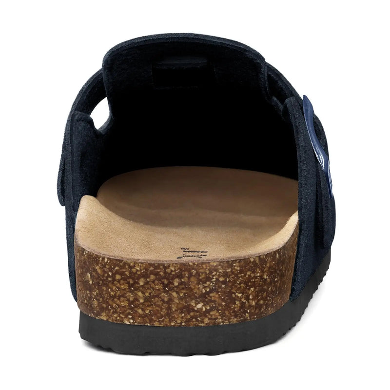 Comwarm Arch Support Unisex Clogs Slippers With Adjustable Metal Buckle Vegan Suede Mules Anti-slip Cork Footbed Potato Shoes