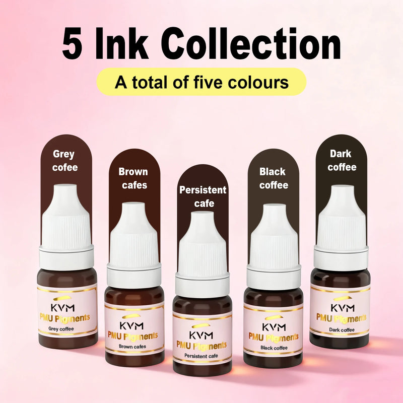5 Colors 5ML Eyebrow Region Tattoo Ink Set Semi Permanent Makeup Tattoo Eyebrows Eyeliners  Pigments Beauty Tattoo Art Supplies