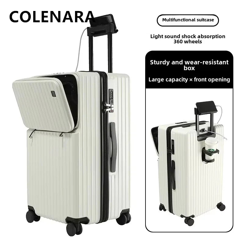 COLENARA High Quality Suitcase ABS+PC Boarding Box Large Capacity Trolley Case 20"24"26"28"30 Inch Front Opening Laptop Luggage