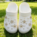 18PCS 3D Cute Daisies Pearl Shoe Charms Set Slide Sandals Clogs DIY Decoration Shoe Buckle Pins Accessory Gift